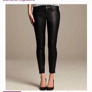 Banana Republic Black Faux Leather Front Sloan Ankle Jeans Womens Size 8